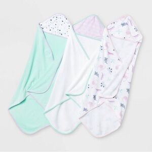 NEW! Baby Girls' 3pk Dino Hooded Bath Towel Set - Cloud Island Purple